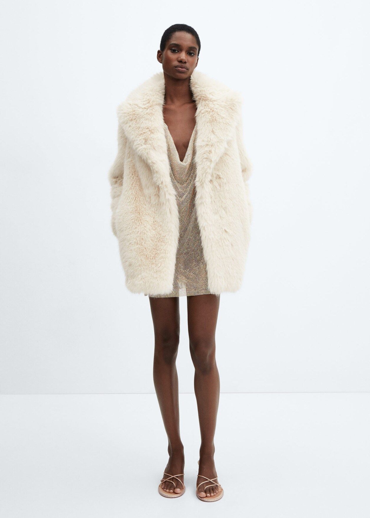 Lapels faux fur coat -  Women | Mango USA | MANGO (US)