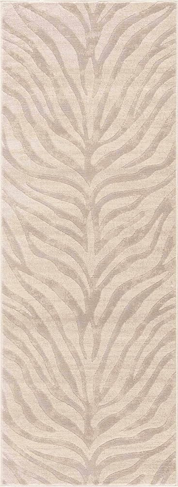 BoutiqueRugs Manteca Zebra Print Runner Rug - Peach, Light Gray, Taupe - 2'7" x 7'3" Runner | Amazon (US)