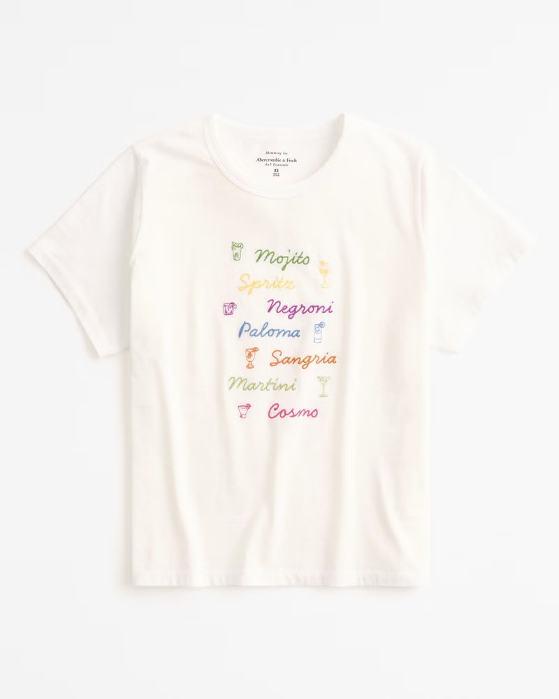 Women's Short-Sleeve Stickers Graphic Skimming Tee | Women's Tops | Abercrombie.com | Abercrombie & Fitch (US)