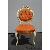 Vintage French Provincial Orange Velvet Tufted Accent Chair By Kimball | Etsy (US)