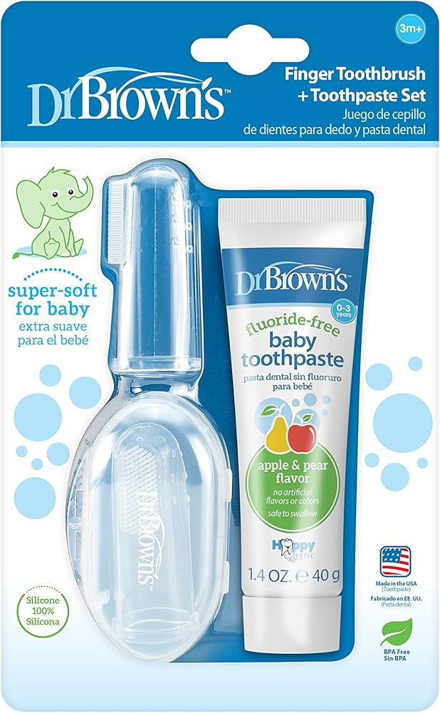 Dr. Brown’s 100% Silicone Baby Finger Toothbrush and Toothpaste Set, 2-Pack Toothbrush with Sto... | Amazon (US)