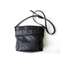 Black Leather Bucket Bag, Crossbody Shoulder Long Strap Satchel Purse, Minimalist Style, Hobo Medium | Etsy (US)