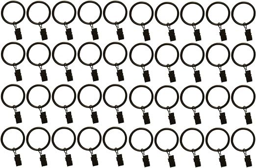 1.5-inch, Set of 40, Black - Metal Curtain Rings with Clips and Eyelets – TEJATAN (Also Known a... | Amazon (US)