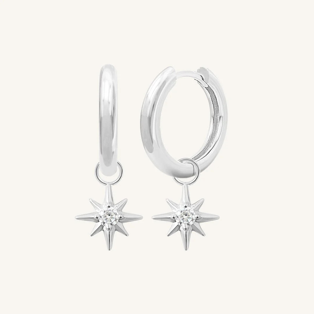 Contentment Star Plain Hoops | Francesca Jewellery