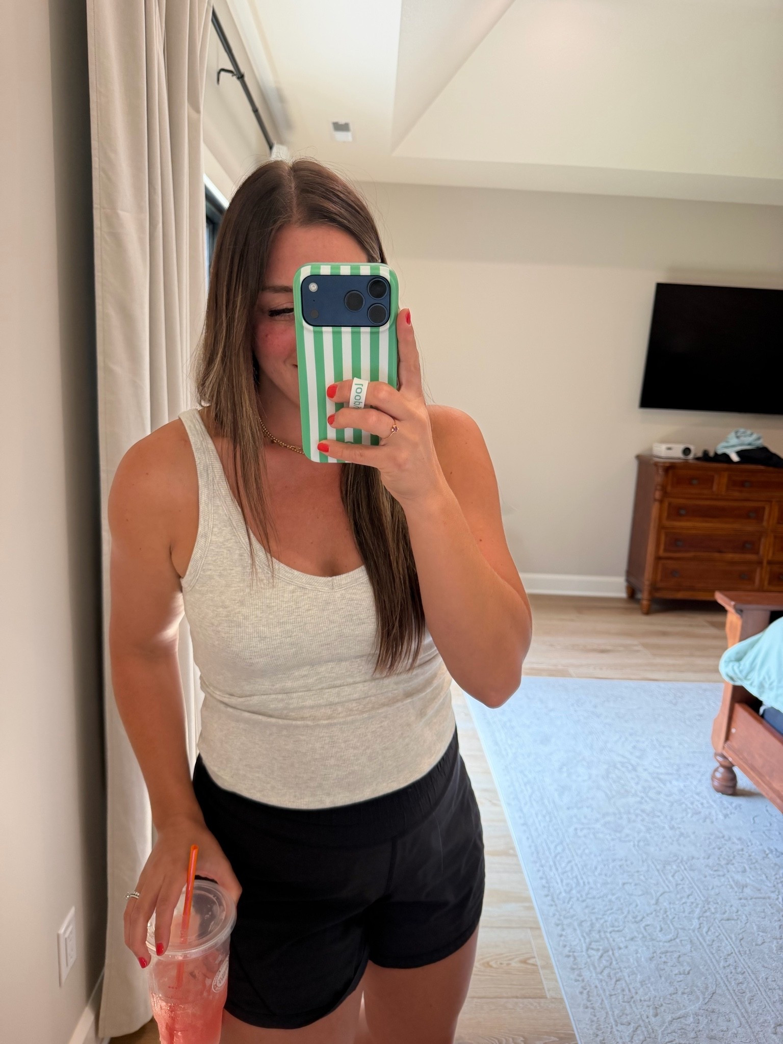 Ribbed tank with built in bra
