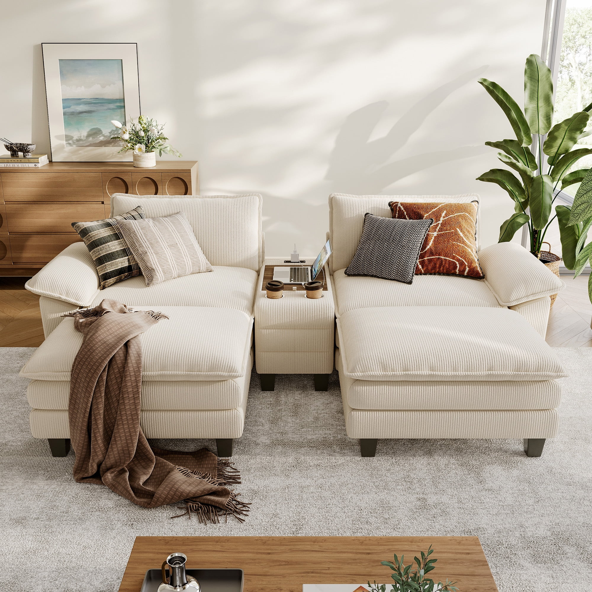 Linsy Home Oversized Modular Cloud Sectional Sofa with 2 Ottomans, 4 Seat Couches and Sofas Secti... | Walmart (US)