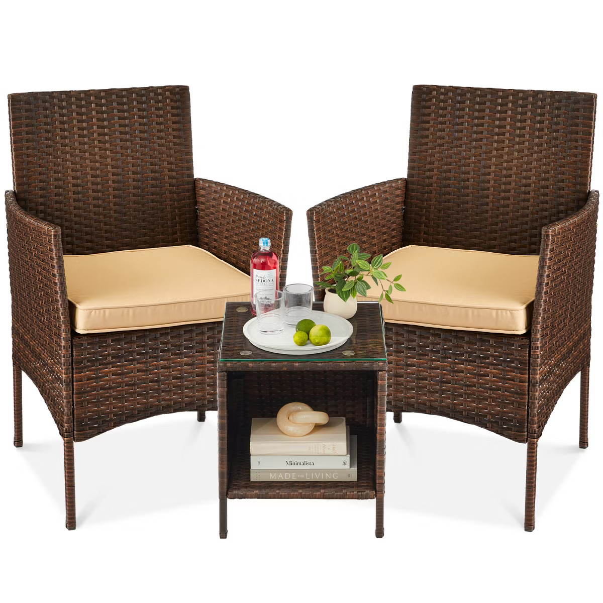 Best Choice Products 3-Piece Outdoor Wicker Conversation Patio Bistro Set, w/ 2 Chairs, Table - B... | Target
