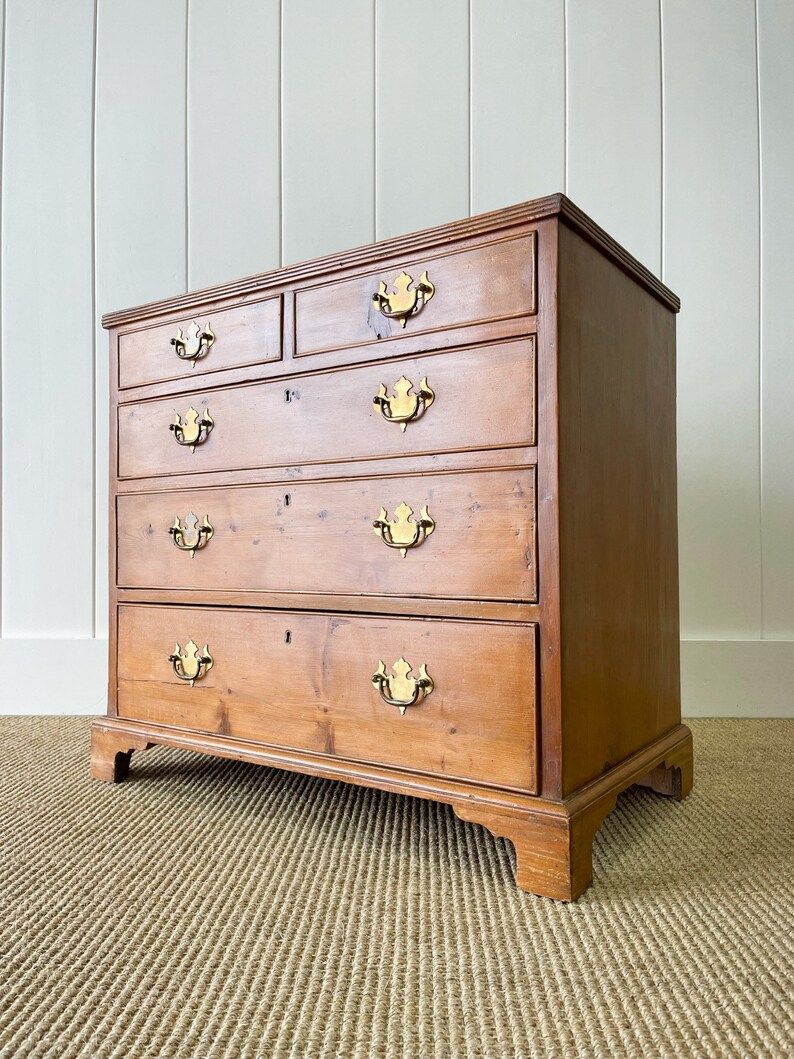 An Antique English Pine Chest of Drawers Dresser With Oval - Etsy | Etsy (US)