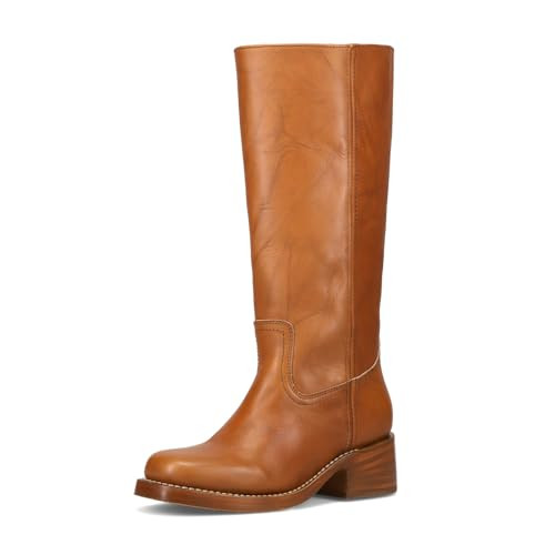 Frye Campus 14L Wide Calf Iconic Tall Boots for Women Crafted from Signature Montana Leather with Goodyear Welt Construction and Stacked Leather Heel – 13” Shaft Height, Saddle - 8 M | Amazon (US)
