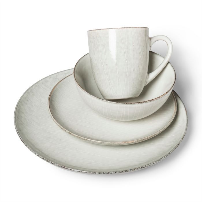 16pc Stoneware Solene Round Dinnerware Set Gray/White - Project 62™ | Target