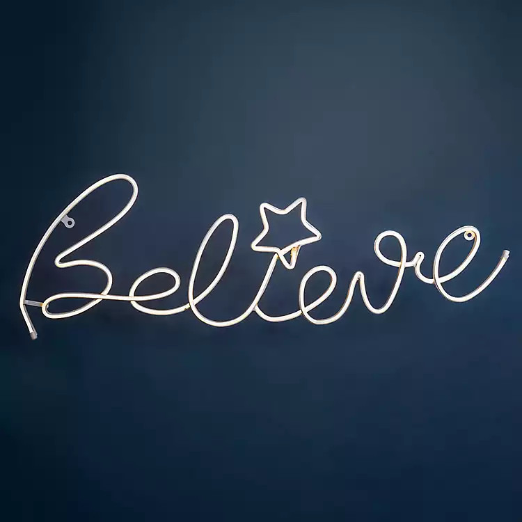 Neon LED Believe Christmas Wall Plaque | Kirkland's Home