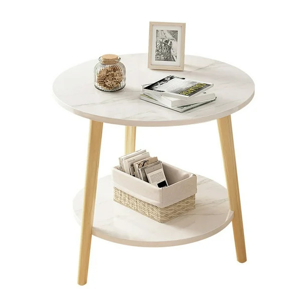 Vivefox Side Table, 2-Tier Round Side Table, End Table, 3 Legged Small Accent Table, 16''Dx18.5''... | Walmart (US)