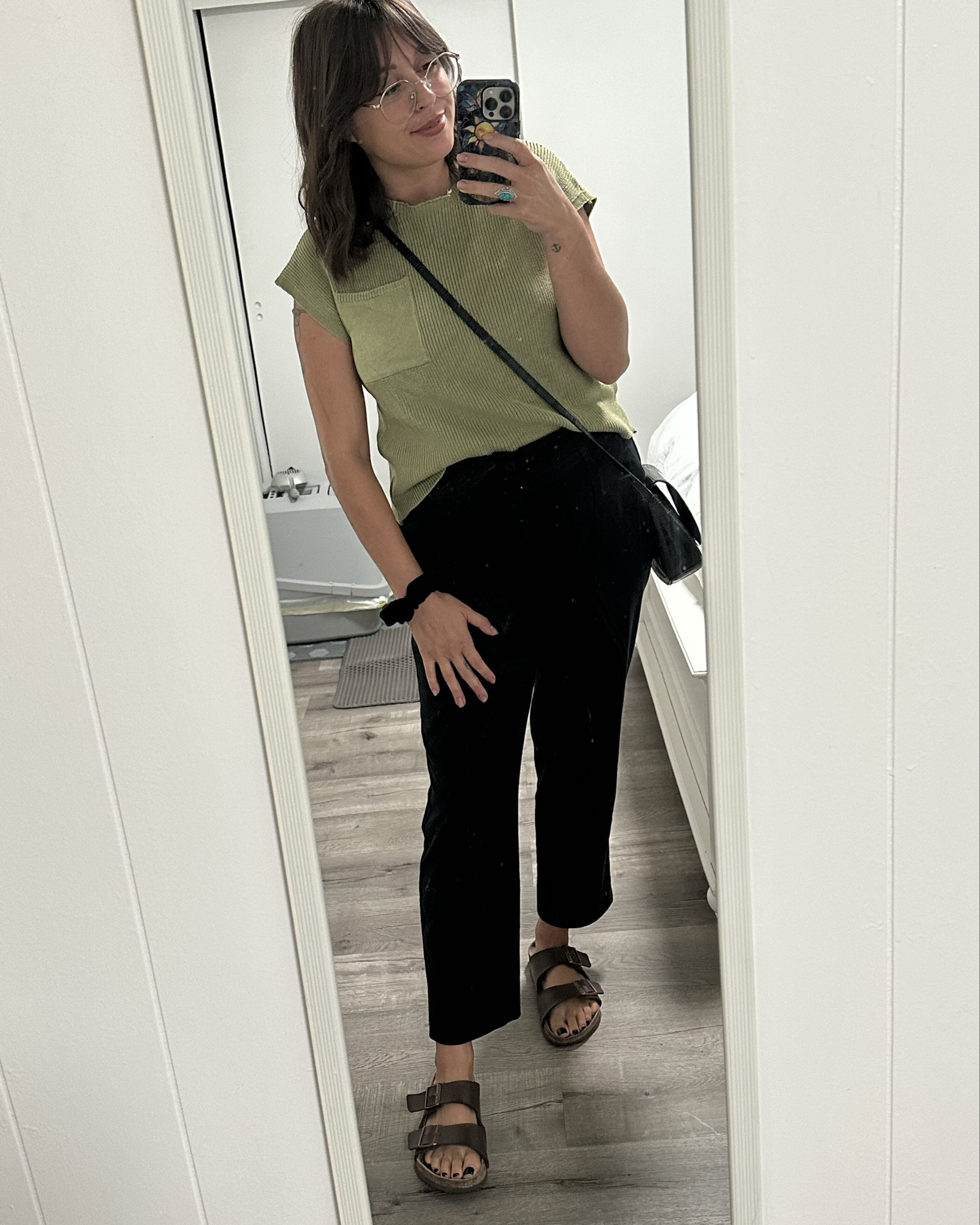 Obsessed with these black linen capris and ivory green sweater. Definitely can be dressed up and down. Paired with my brown Birkenstocks and snake print black purse  

#LTKFindsUnder100 #LTKFindsUnder50 #LTKStyleTip