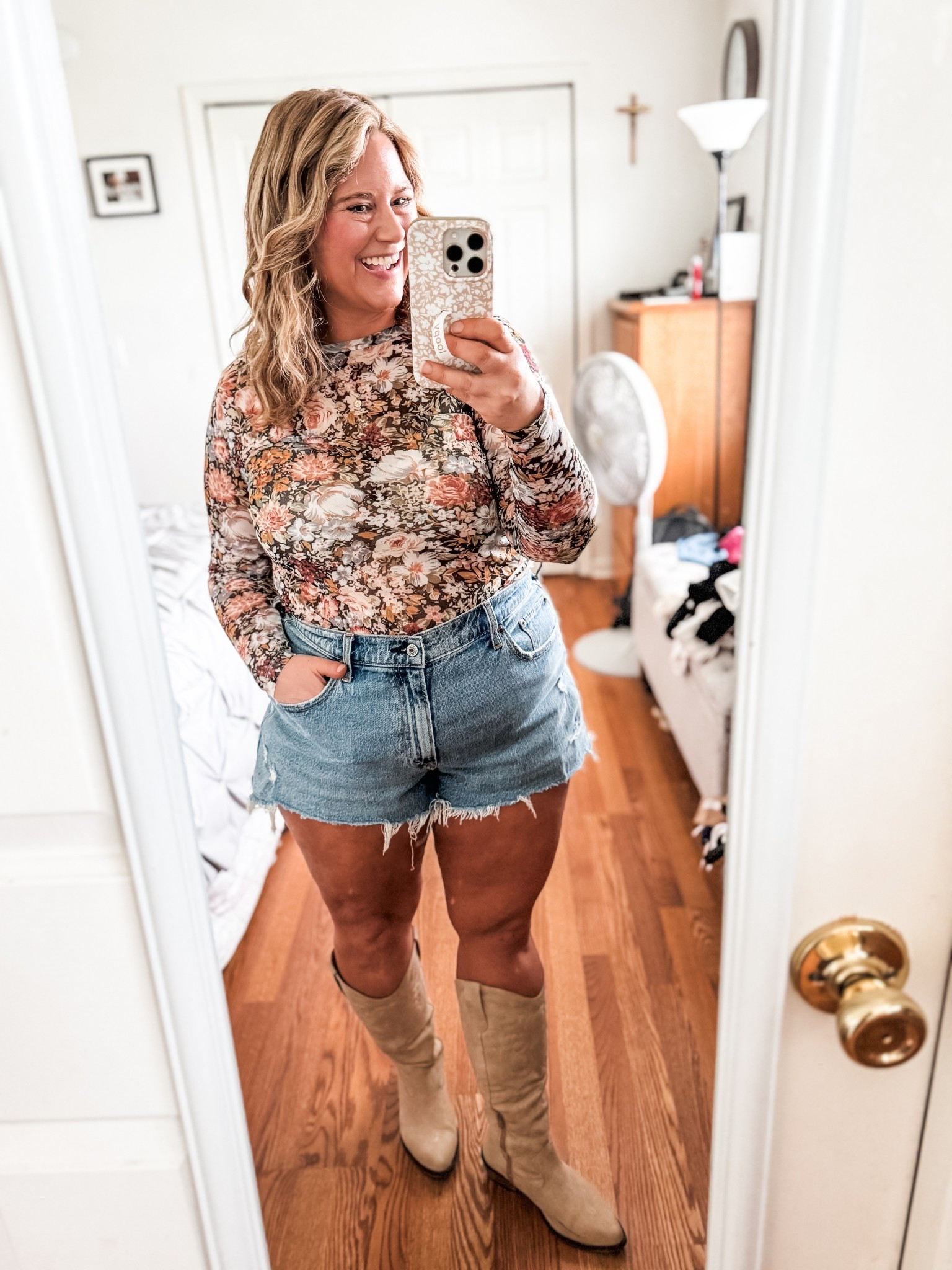 Country concert outfit! I love this mesh top for a concert or night out! I have a nude bra under and you really can’t see it.  These cowboy boots are wide calf friendly! 

#LTKShoeCrush #LTKMidsize #LTKFindsUnder50