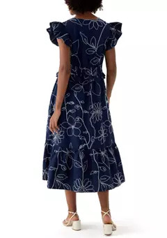 Crown & Ivy™ Women's Printed V-Neck Ruffle Waist Dress | Belk