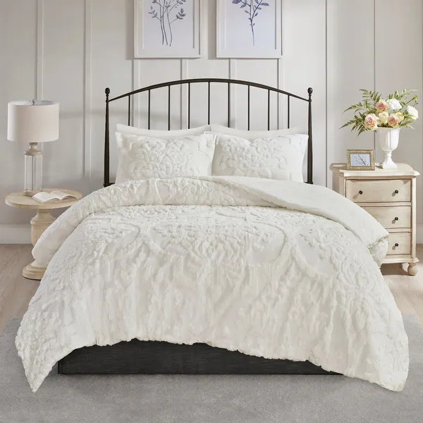 Madison Park Aeriela Tufted Cotton Chenille Damask Comforter Set | Bed Bath & Beyond