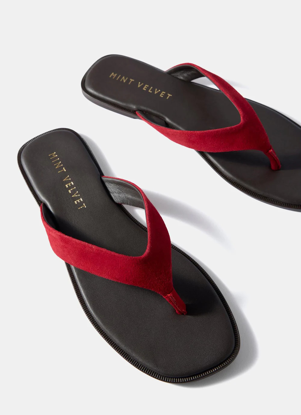 Lula Red Suede Flip Flop Sandals | Mint Velvet