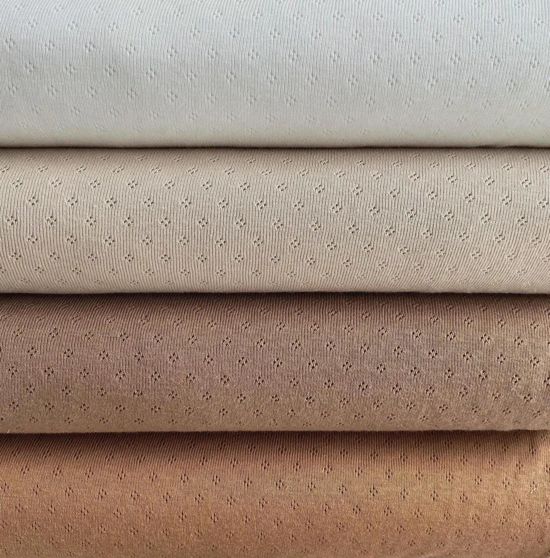 Pointelle Cotton Fabric, Fine Knitted Jersey Material - Natural Shades: by the Meter/yard - Etsy | Etsy (US)