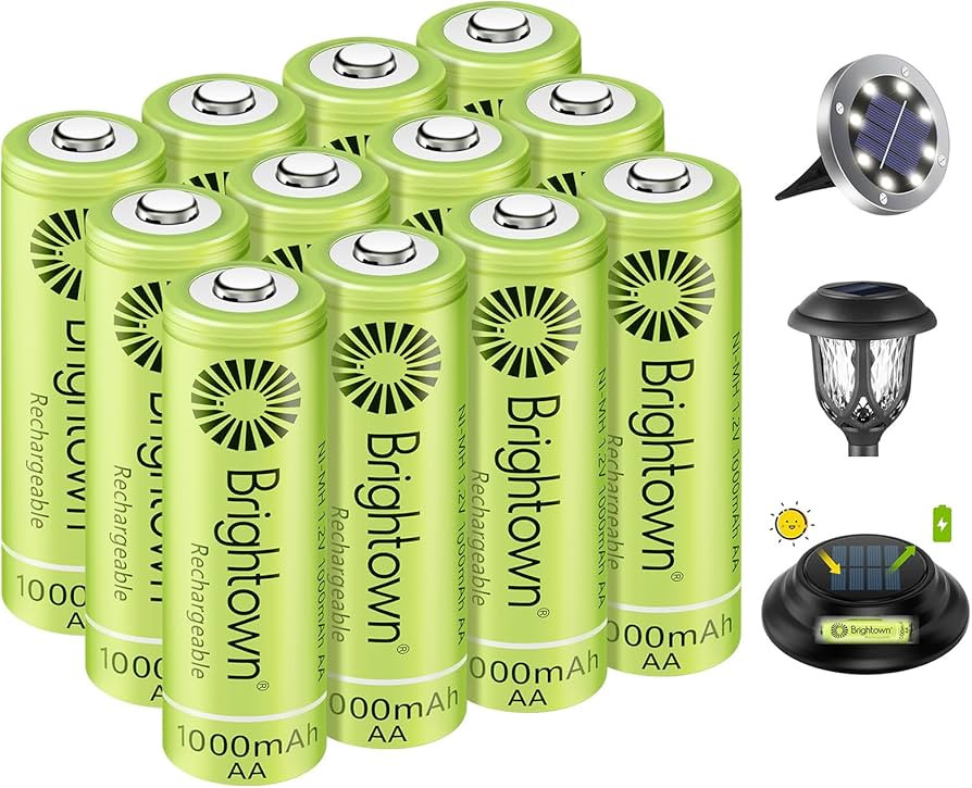 Brightown 12-Pack Rechargeable AA Batteries - 1000mAh 1.2V NiMH High Capacity Batteries - Ideal f... | Amazon (US)