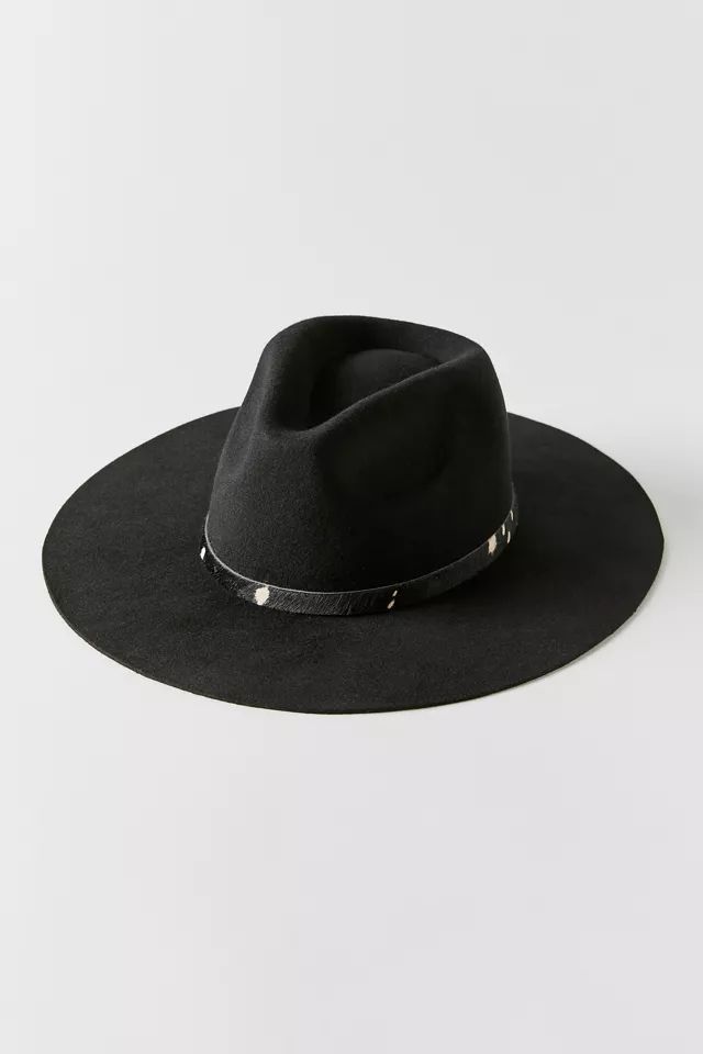 Animal Print Trim Flat Brim Felt Fedora | Urban Outfitters (US and RoW)