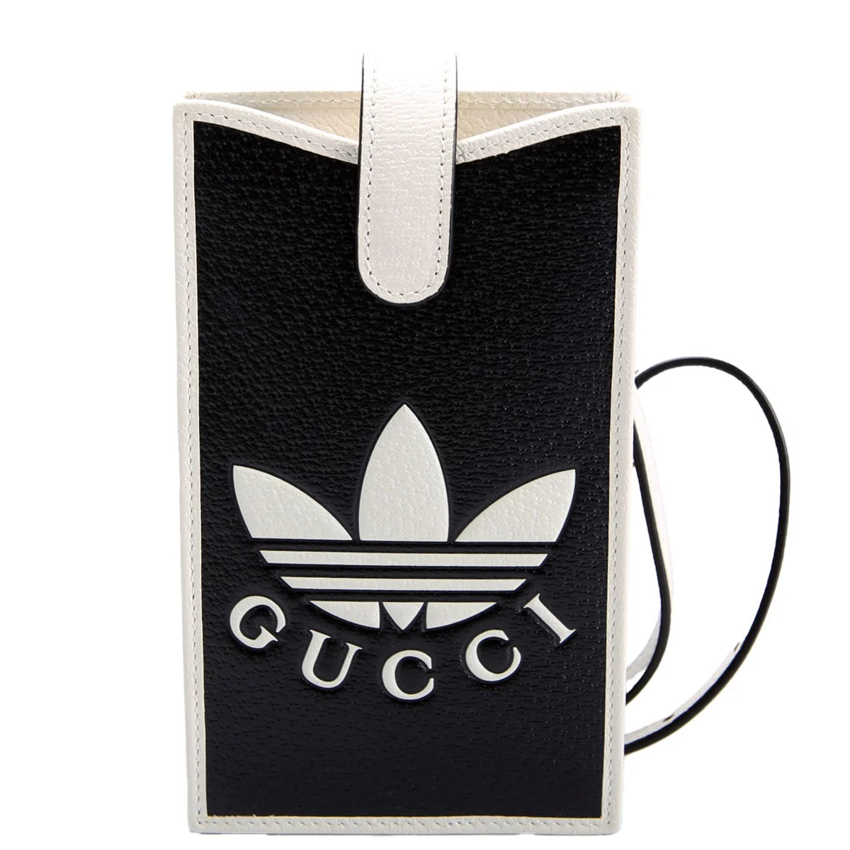 702203 X Adidas Leather Phone Case Black/White | Keeks Designer Handbags