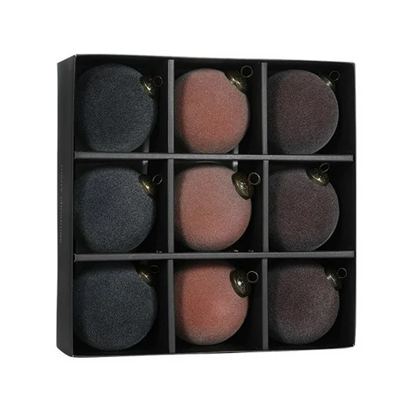 Velvet Flocked Christmas Ball Ornaments,Set of 9 Decorative 8CM Plastic Hanging Balls for Holiday... | Walmart (US)