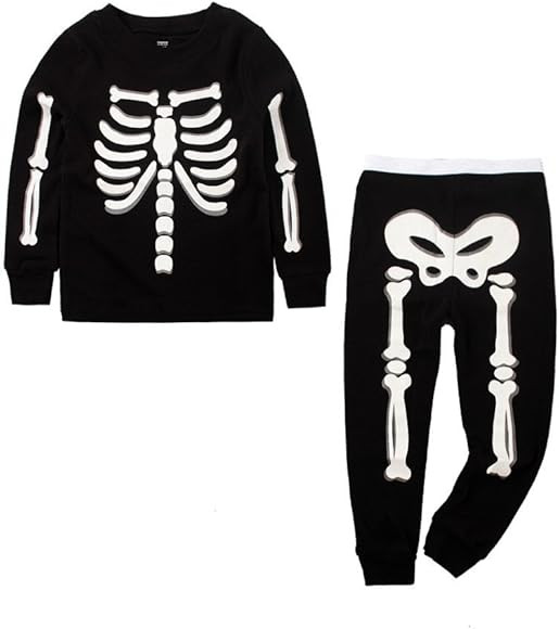 Mud Kingdom Glow in The Dark Kids Skeleton Home Clothes Sets | Amazon (US)