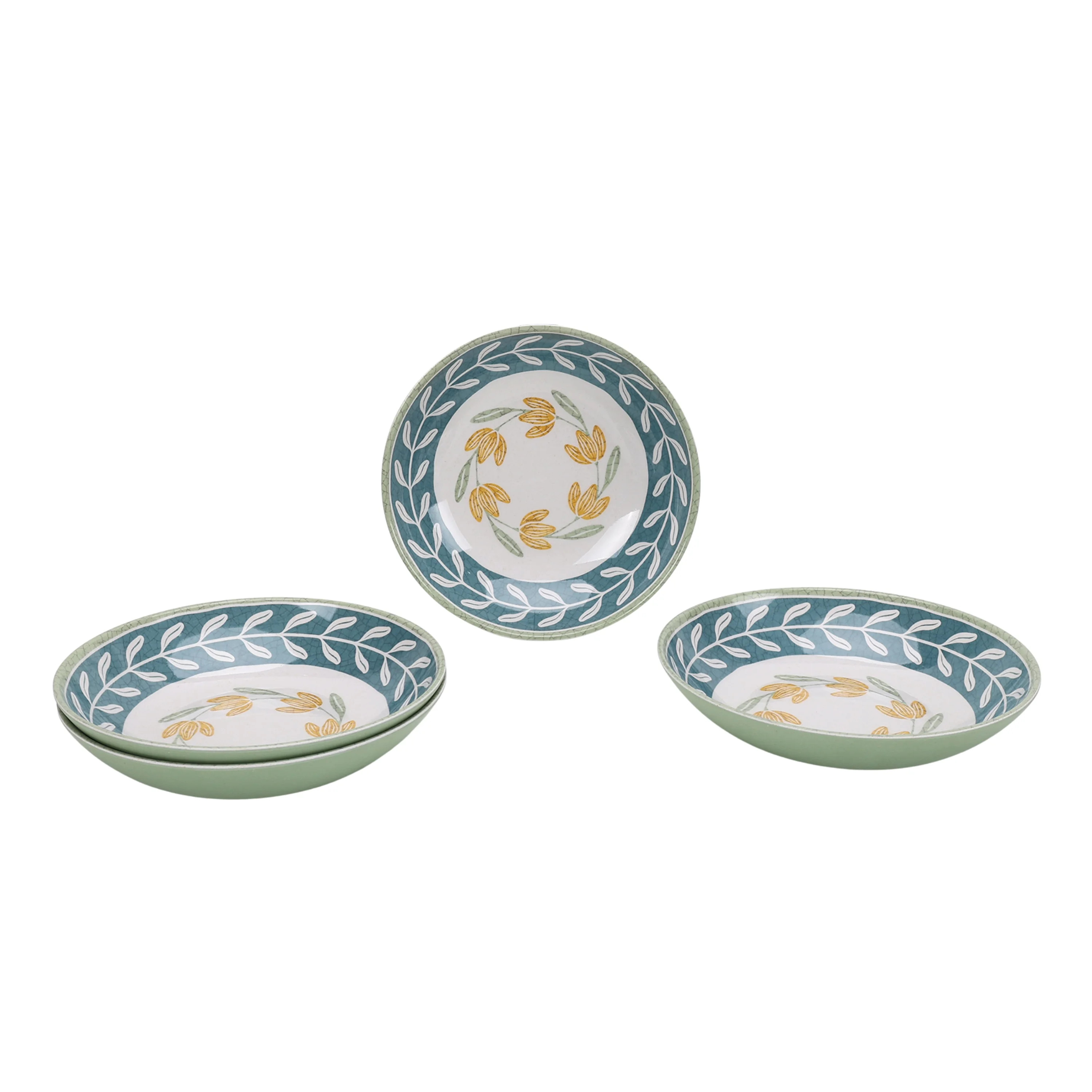 Better Homes & Gardens Floral Green Dinner Bowl Set, 4-Pack | Walmart (US)