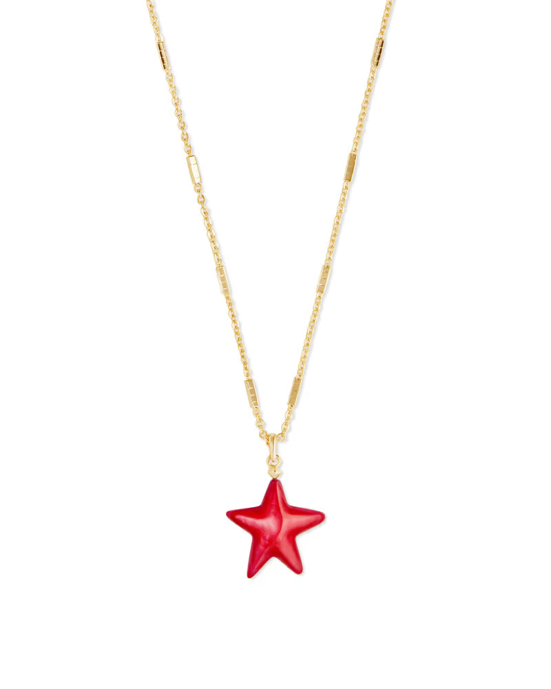 Carved Jae Star Gold Pendant Necklace in Red Mother-Of-Pearl | Kendra Scott