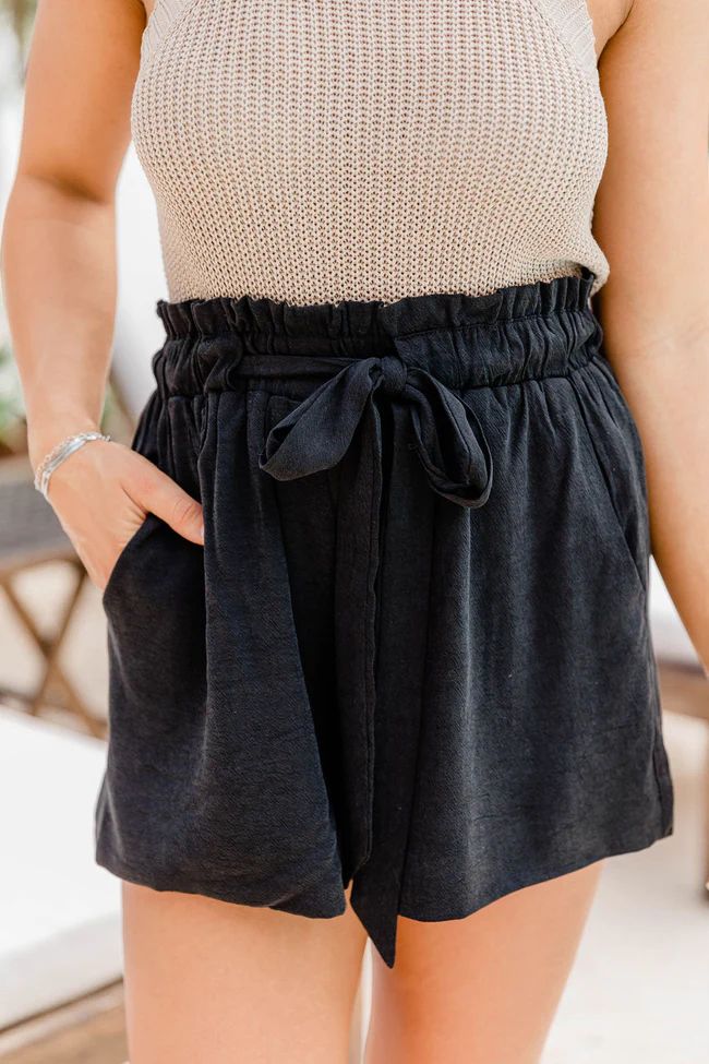 Coast To Coast Black Paperbag Shorts FINAL SALE | Pink Lily