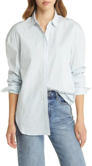 Stripe Oversize Cotton Poplin Shirt | Nordstrom
