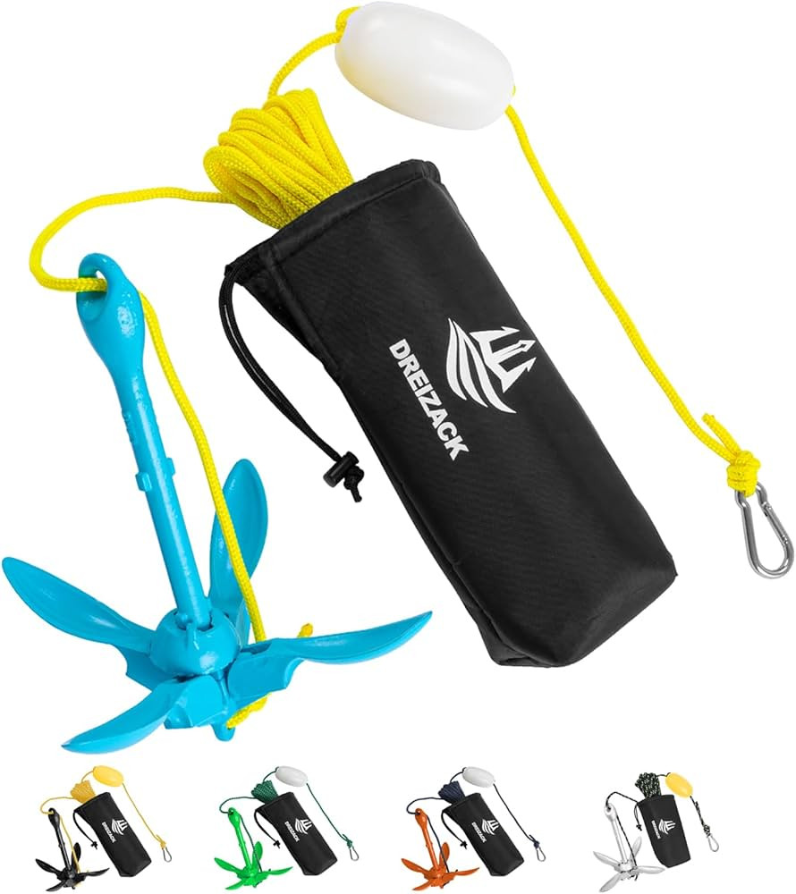 Dreizack Kayak Anchor Kit, 3.5 lb Folding Grapnel Boat Anchor Trolley Accessories with 40ft Rope ... | Amazon (US)