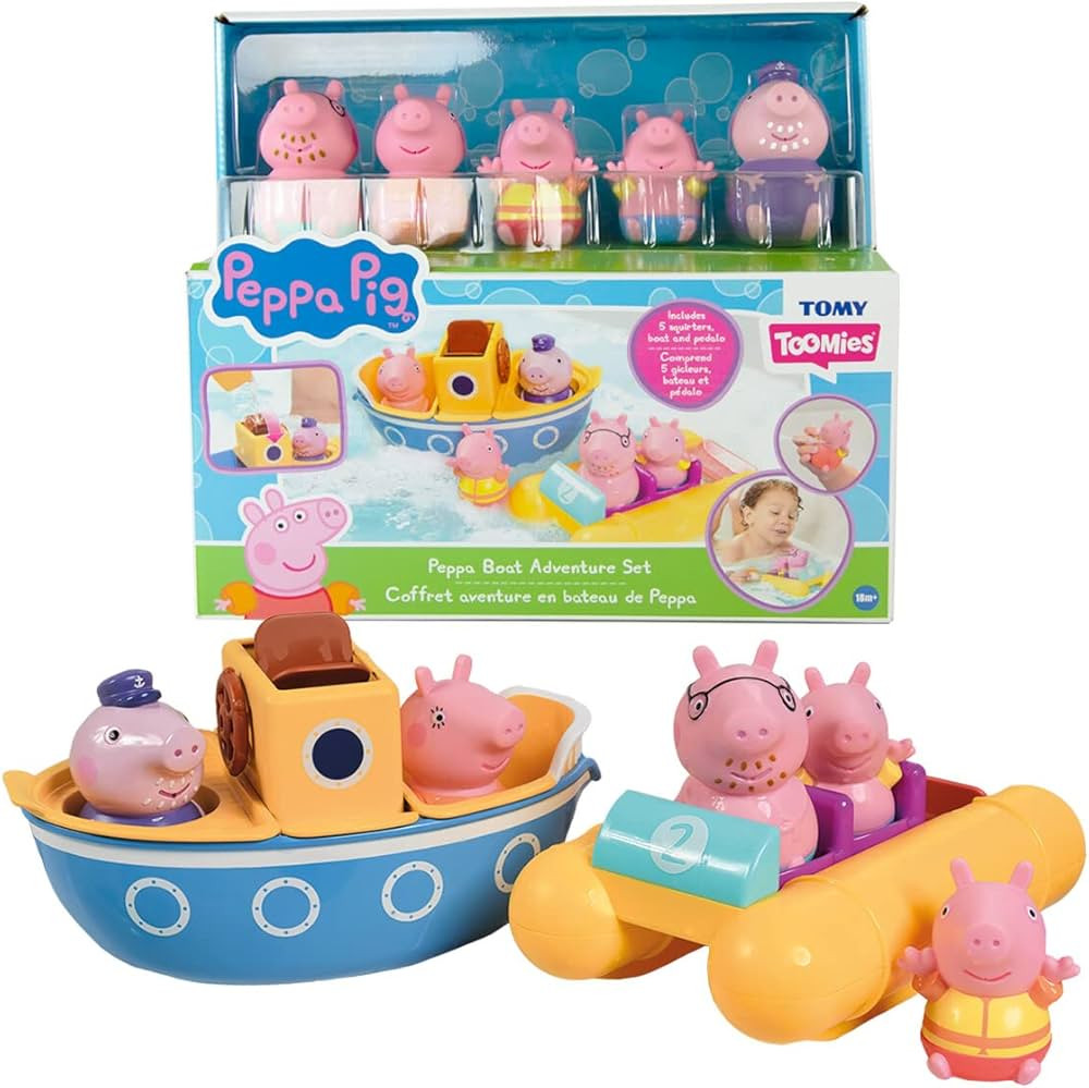 Toomies Peppa Pig Bath Toys - Peppa’s Boat Adventure Bath Toy Set - Includes 2 Boat Toys and 5 ... | Amazon (US)