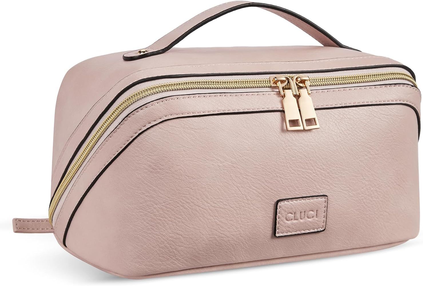 Makeup Bag Travel Cosmetic Bag PU Leather Make Up Bag Water Resistant Large Capacity Toiletry Bag... | Amazon (US)