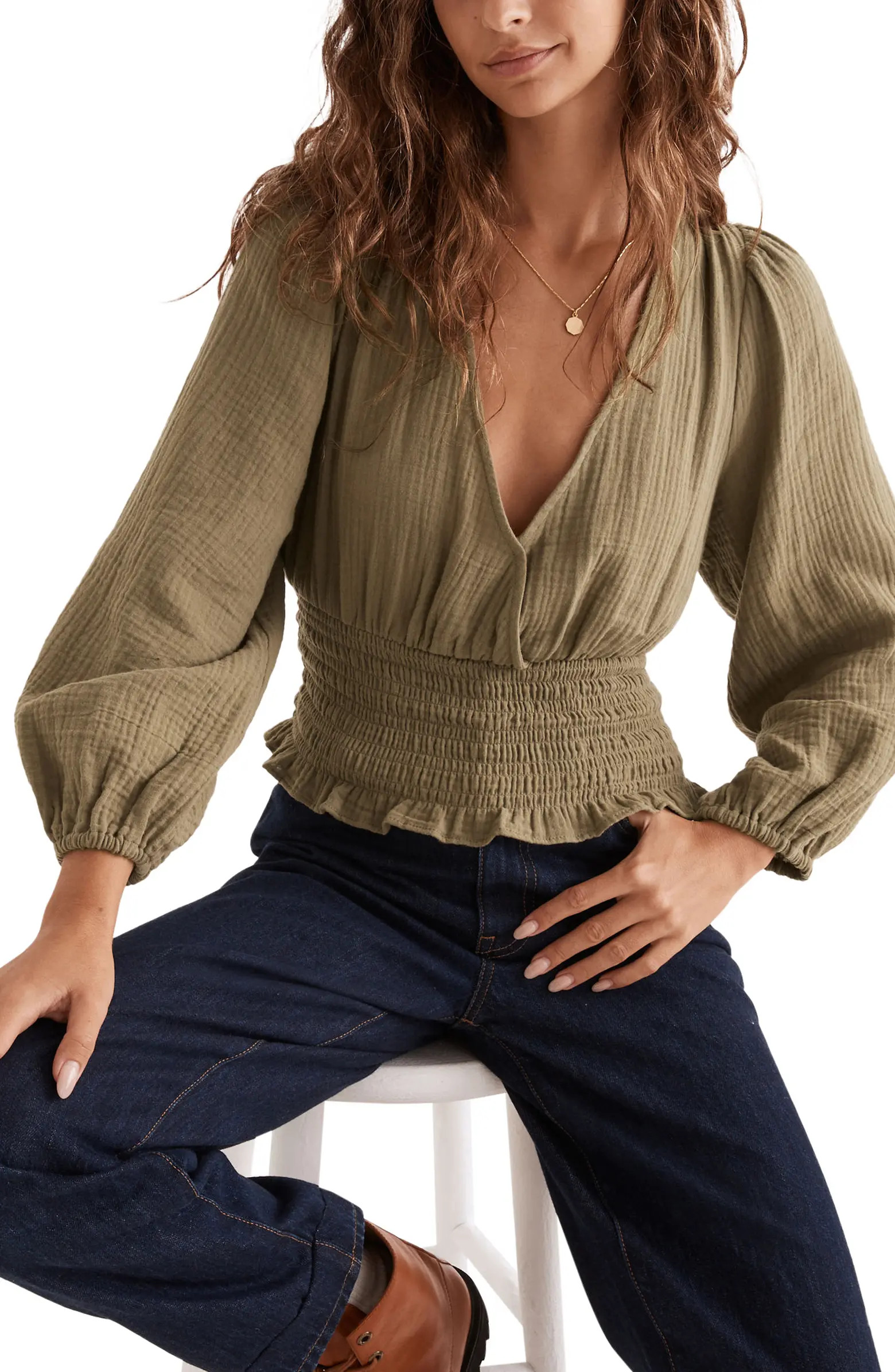 Madewell Julianne Lightspun Smocked Waist Top | Nordstromrack | Nordstrom Rack