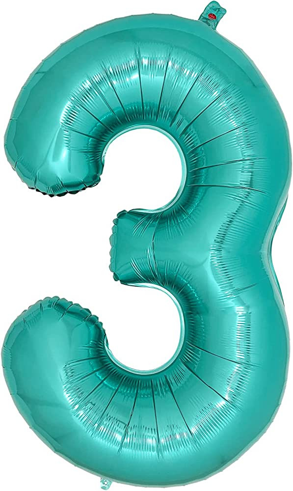 Amazon.com: Teal Number 3 Balloons 40 Inch Large Turquoise Blue Foil Balloons for Womens Teal Bir... | Amazon (US)