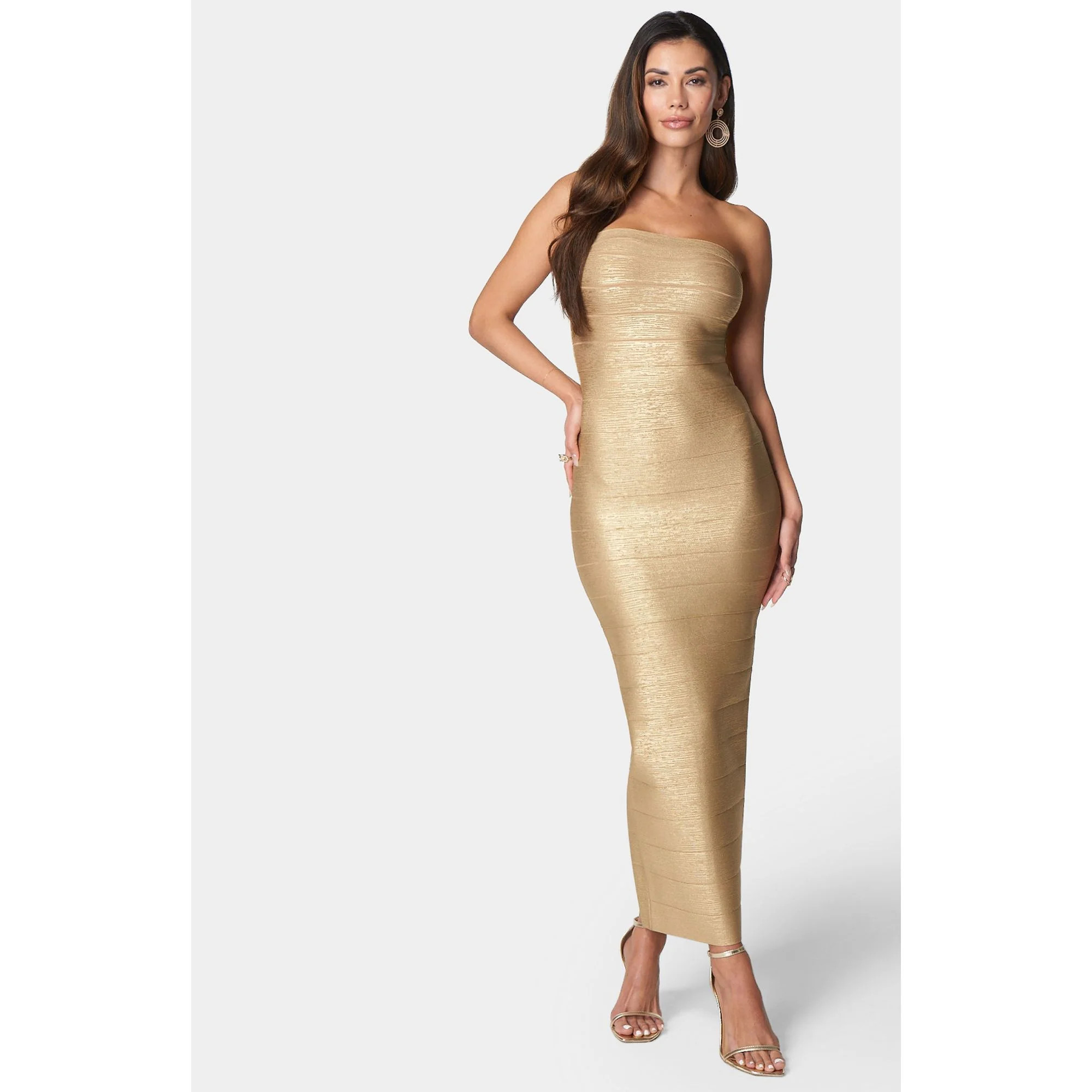 Bebe Women's Long Strapless Bandage Dress | Shop Simon