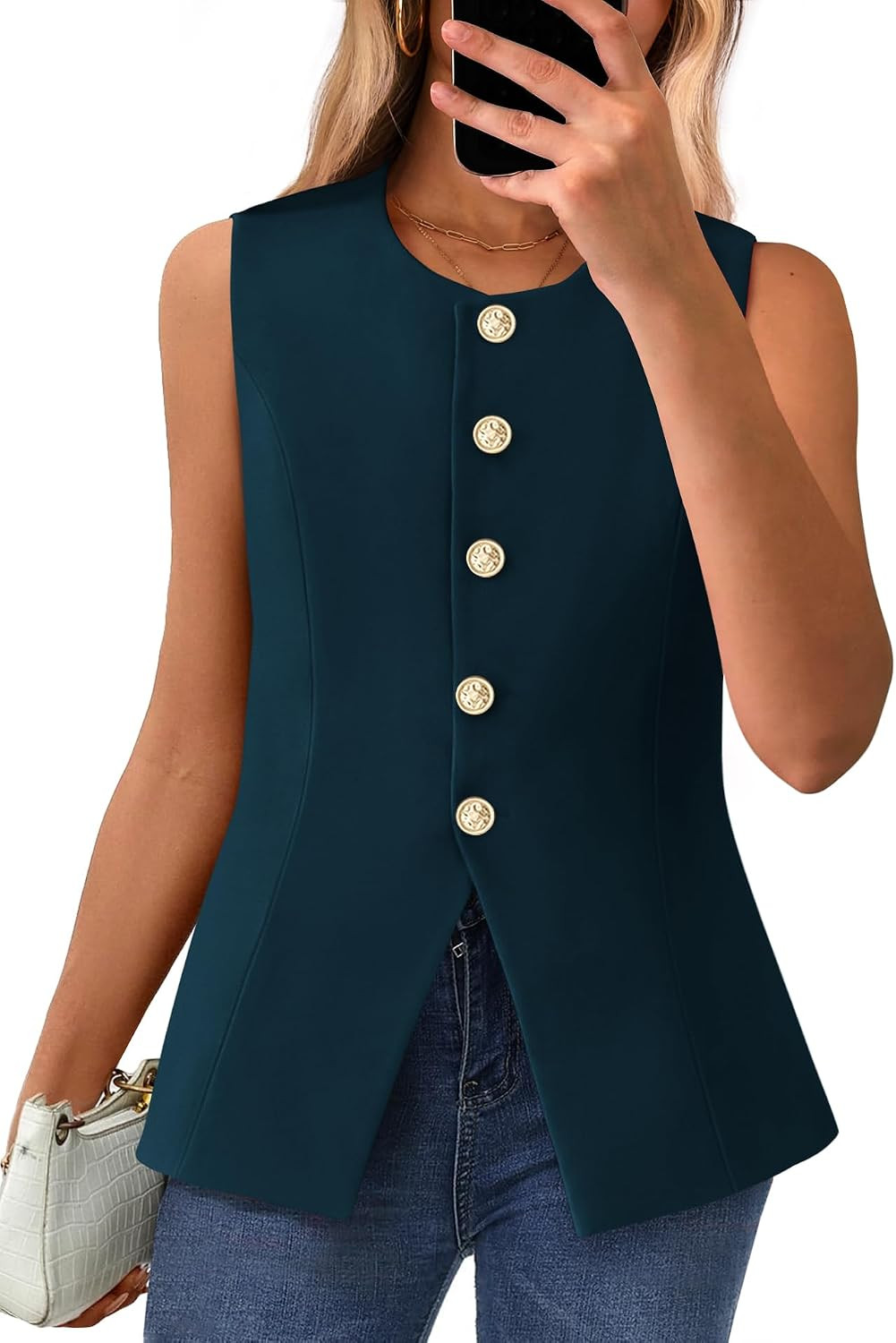 BTFBM Suit Vest Tops For Women Sleeveless Blazer Work Wear | Amazon (US)