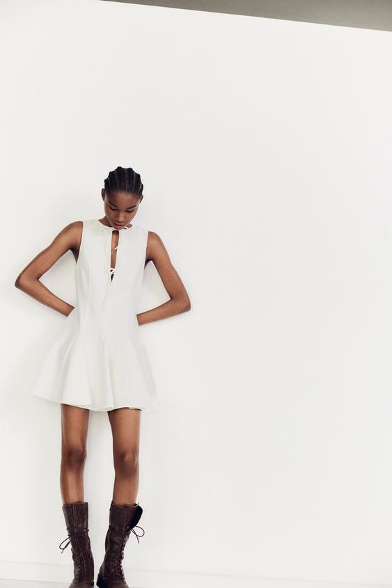 GODET BOW SHORT DRESS | Zara US