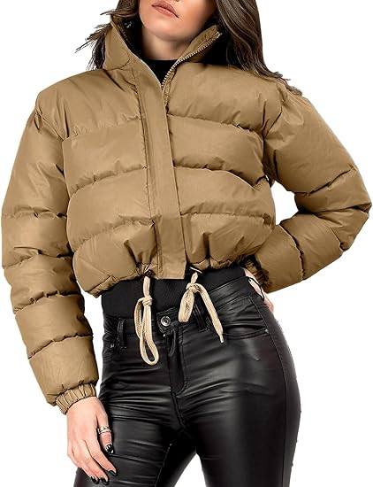 Gihuo Women' s Cropped Quilted Puffer Jacket Outerwear Coats | Amazon (US)