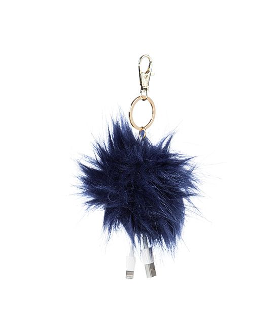 Blue USB Lightning Cable Pom-Pom Key Chain for iPhone | Zulily