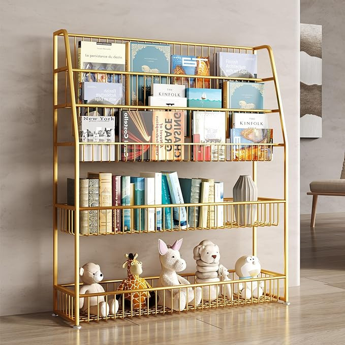 BUZUEY Kids Bookshelf,Bookshelf for Kids and Toy Storage Organizer,Kids Bookcase,Metal Book Displ... | Amazon (US)