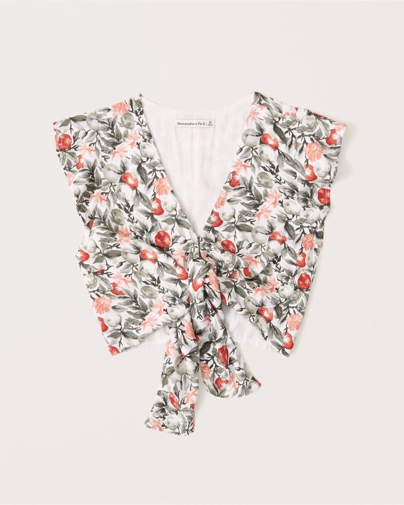 Flutter Sleeve Tie-Front Top | Abercrombie & Fitch (US)