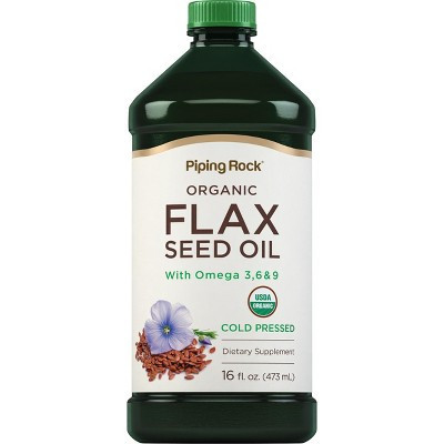 Piping Rock Organic Cold-Pressed Flaxseed Oil | 16 fl oz | with Omega 3, 6, & 9 | Target