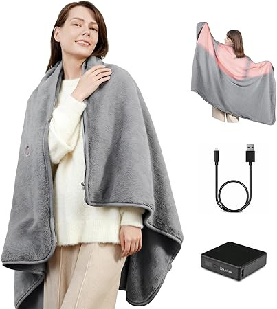 RayoLife Carbon Fiber Heated Blanket with Battery, Large 3-Zone Electric Throw | Machine Washable... | Amazon (US)