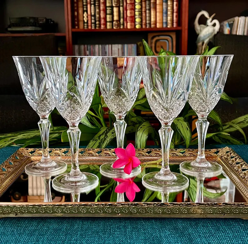 Vintage "salzburg" Crystal Wine Glasses From Cristal De Flandre (1995) - Etsy | Etsy (US)