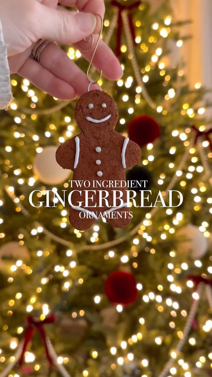 Homemade two ingredient Gingerbread Ornaments

✨Ingredients:
- 1.5 cups apple sauce
- 1.5 cups ground cinnamon

✨ Directions:

1. Mix Ingredients: In a mixing bowl, combine 1.5 cups of apple sauce and 1.5 cups of ground cinnamon. Stir until you have a dough-like consistency.

2. Prepare to Roll: Place a large piece of parchment paper on your work surface. Sprinkle some additional ground cinnamon on the parchment to help prevent sticking.

3. Roll Out the Dough: Place the dough on the cinnamon-dusted parchment paper. To prevent sticking, place another sheet of parchment paper over the dough. Roll it out to about 3/8 of an inch thick.

4. Cut Out Shapes: Remove the top sheet of parchment paper and use cookie cutters to cut out your desired shapes for the ornaments.

5. Prepare for Hanging: Before baking, take ornament hooks and cut them in half with a wire cutter. Gently press the cut ends into the top of each ornament to create a loop for hanging.

6. Prepare for Baking: Preheat your oven to 200 degrees Fahrenheit (93 degrees Celsius).

7. Bake the Ornaments: Carefully transfer the cut-out shapes (still on the parchment paper) onto a baking sheet. Bake them in the preheated oven for 2 hours.

8. Cool and Dry: After baking, remove them from the oven and immediately place a sheet of parchment paper over the ornaments. Lay another baking sheet on top for a little weight to help them stay flat. Let them cool completely. For best results, let them dry overnight. If you want the ornaments to be firmer, you can add them back in the oven for an extra hour, but this step is optional.

9. Decorate: Once fully cooled, use metallic puffy paint or any other decorations you like to personalize your ornaments.

10. Hang and Enjoy: Once decorated, hang your beautiful gingerbread ornaments on the tree using the hooks and enjoy the wonderful cinnamon aroma filling your home!

#gingerbread #gingerbreadornaments #gingerbreadcookies #gingerbreadhouse #vintage #christmastheme #momof4 #sahmlife #christmastree #rawmotherhood #diyornaments #ornament #homemadeornaments #christmasdecor #postpartum #diycookies #diychristmas #momblogger #momlife #fourthtrimester #momof4kids