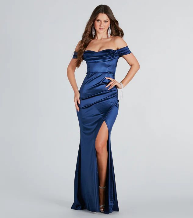 Albi Formal Satin Pleated Mermaid Long Dress | Windsor Stores