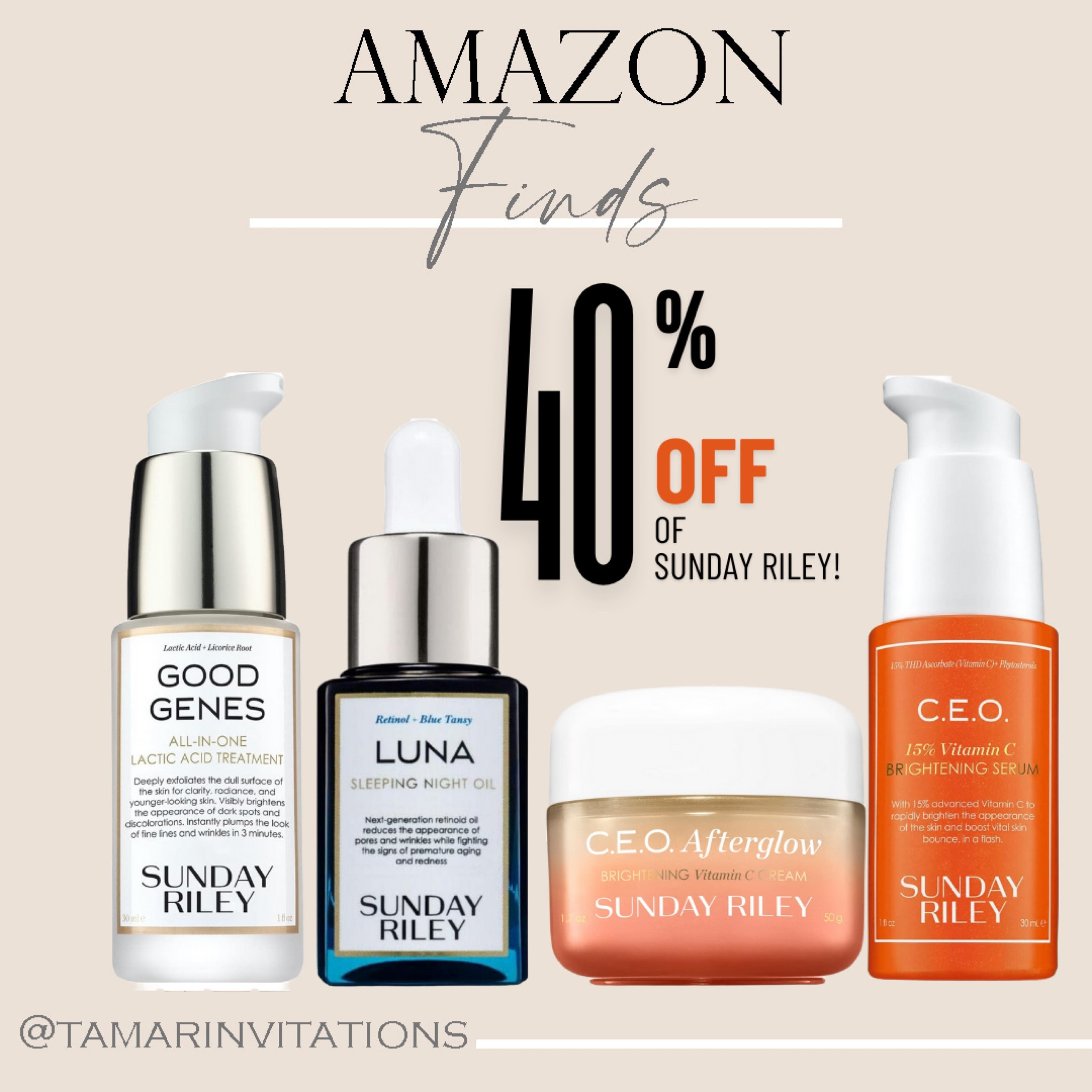 Tons of Sunday Riley 40% off! 

#amazon #Primeday

#LTKBeauty #LTKSaleAlert #LTKFindsUnder50