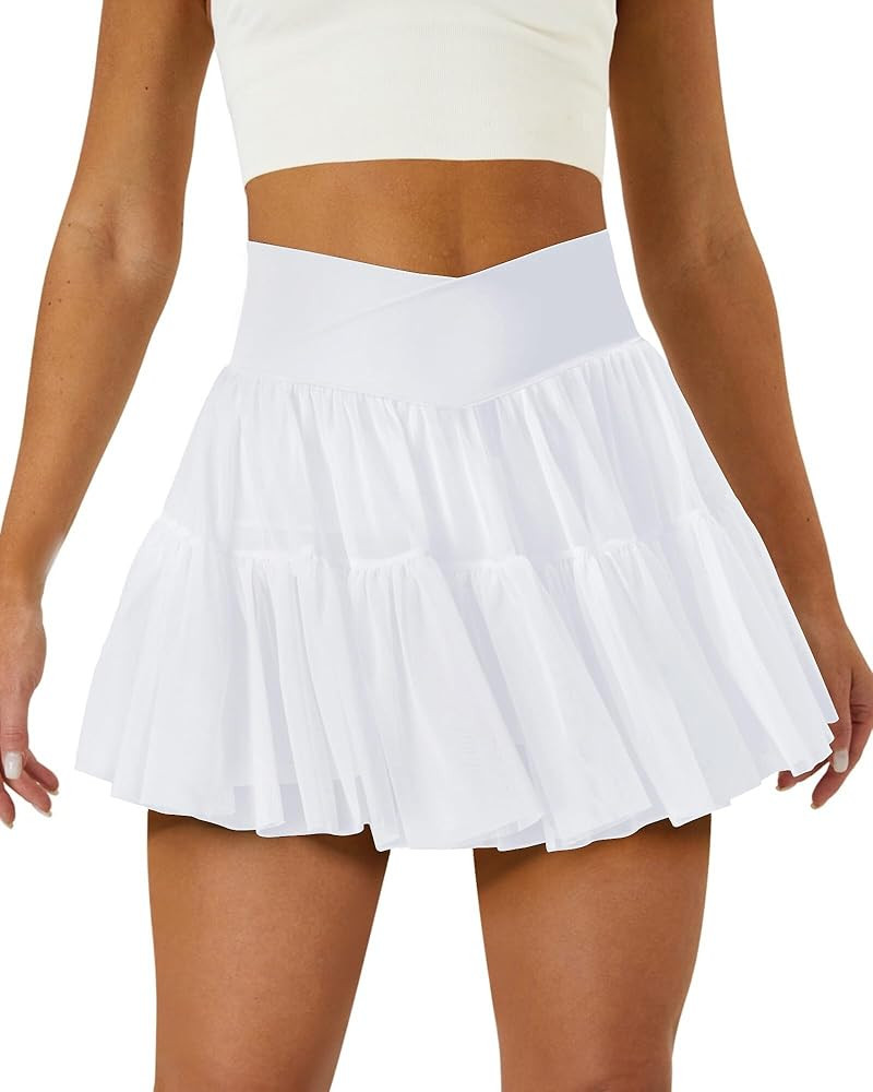 Crossover Flowy Shorts for Women 2 in 1 Athletic Butterfly Running Shorts Tennis Gym Workout Skor... | Amazon (US)